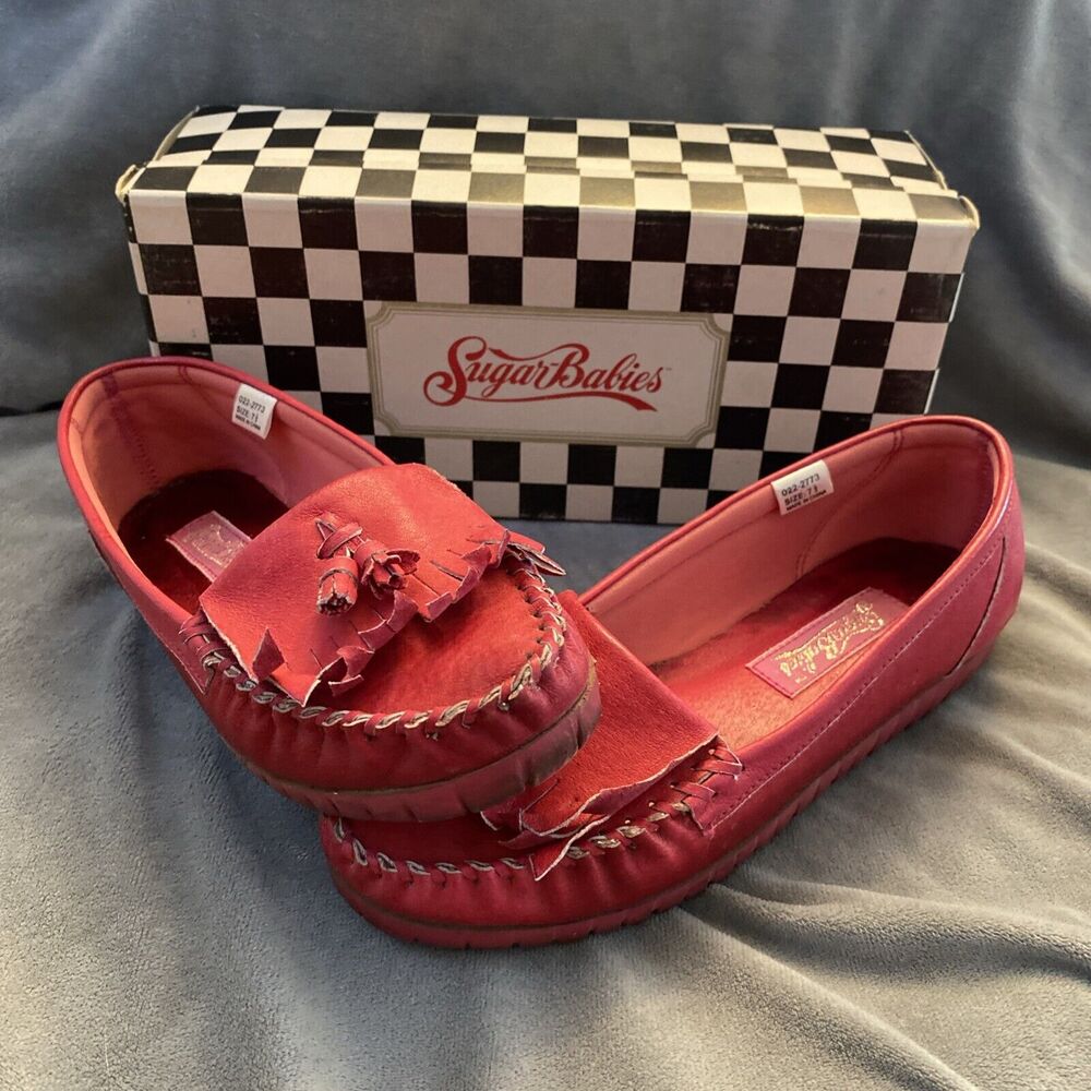 Vintage Sugar Babies Fuchsia Women’s Leather Slip On Shoes Size 7 1/2 with Box